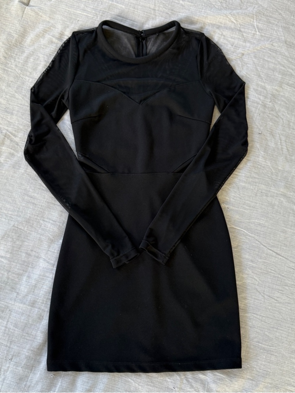 Black Mesh Longsleeve Dress